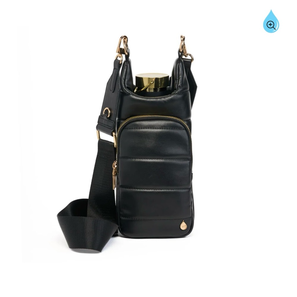 WanderFull Hydro Bag Black Black vegan leather with strap bundle